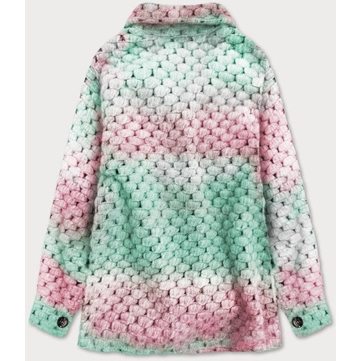 Koszulowa kurtka damska ze stójką różowo-miętowa (1132) Goodlookin.pl Uniwersalny goodlookin.pl