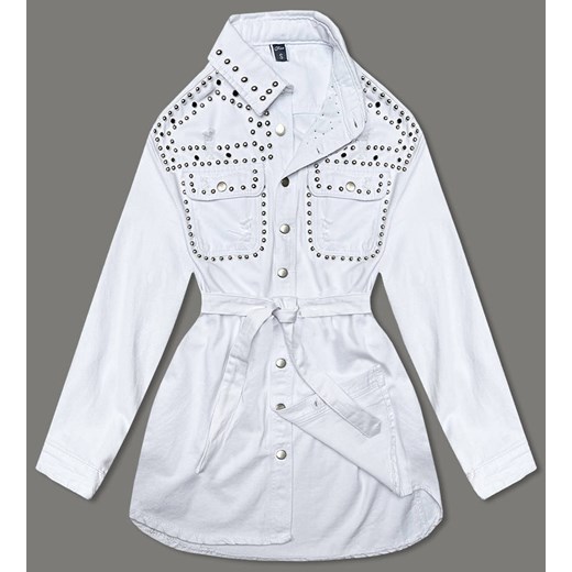 Jeansowa kurtka damska oversize biała (M6959) ze sklepu goodlookin.pl w kategorii Kurtki damskie - zdjęcie 175049907