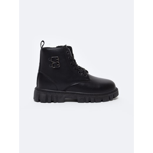Trapery dziecięce unisex ze skóry ekologicznej czarne OO374084 906 ze sklepu Big Star w kategorii Buty zimowe dziecięce - zdjęcie 175054786