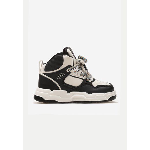Beżowo-Czarne Buty Sportowe Sneakersy na Grubej Podeszwie ze Skórzaną Wkładką Piritha ze sklepu renee.pl w kategorii Buty sportowe dziecięce - zdjęcie 175055299