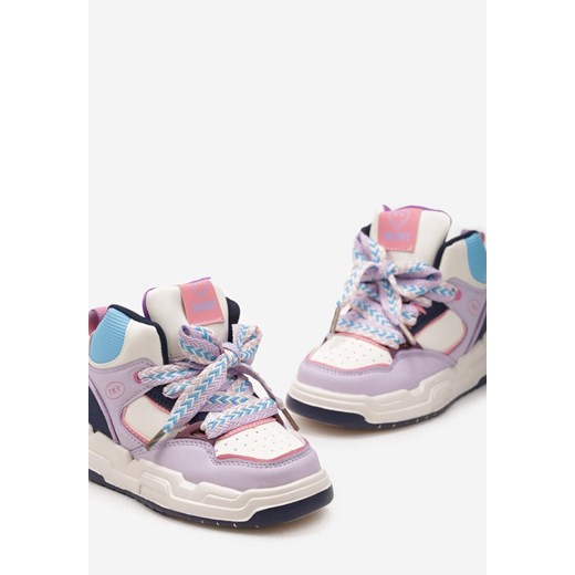 Fioletowe Buty Sportowe Sneakersy na Grubej Podeszwie ze Skórzaną Wkładką Piritha ze sklepu renee.pl w kategorii Buty sportowe dziecięce - zdjęcie 175055307