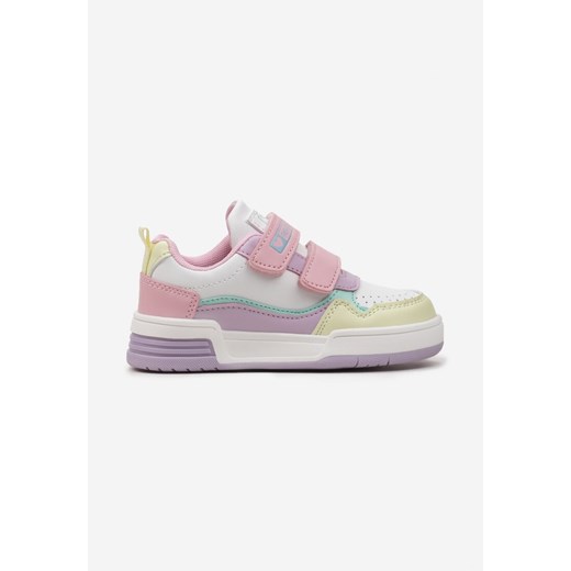 Różowo-Fioletowe Buty Sportowe Sneakersy na Platformie z Tłoczeniem na Rzep Tetiala ze sklepu renee.pl w kategorii Buty sportowe dziecięce - zdjęcie 175055308