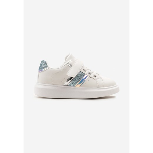 Biało-Niebieskie Buty Sportowe Sneakersy z Metalicznymi Wstawkami i Brokatem z Zapięciem na Rzep Tetita ze sklepu renee.pl w kategorii Buty sportowe dziecięce - zdjęcie 175055339