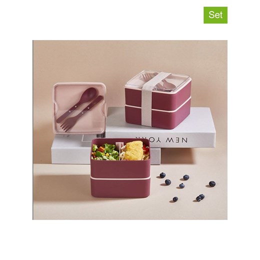 Violeta Home Pudełka (2 szt.) w kolorze różowym na lunch - 14 x 14 x 5 cm ze sklepu Limango Polska w kategorii Pojemniki kuchenne - zdjęcie 175056808