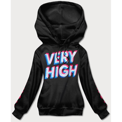 Bluza dresowa damska z nadrukiem czarna (26012) ze sklepu goodlookin.pl w kategorii Bluzy damskie - zdjęcie 175057817