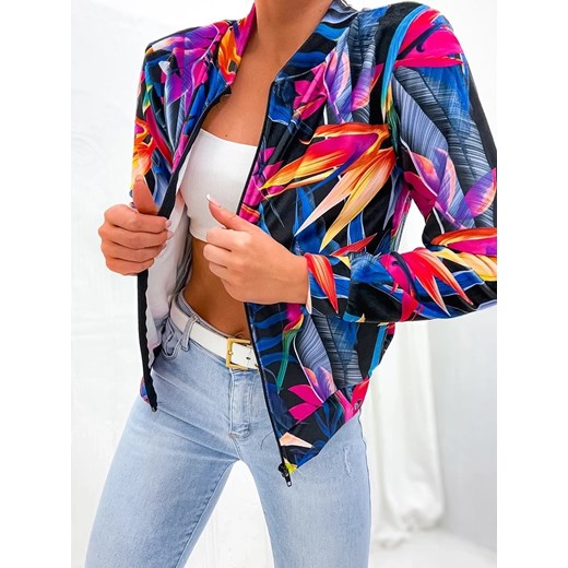Welurowa bluza typu bomber czarna-wielokolorowa (707S) Goodlookin.pl L (40) goodlookin.pl