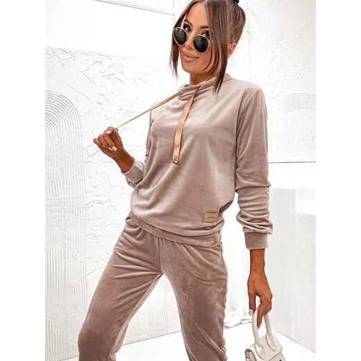 Welurowy komplet damski beżowy (637) Goodlookin.pl S (36) goodlookin.pl