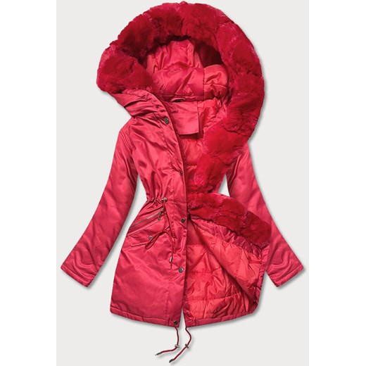 Parka damska z futerkiem czerwona (5m762-270) ze sklepu goodlookin.pl w kategorii Parki damskie - zdjęcie 175059338