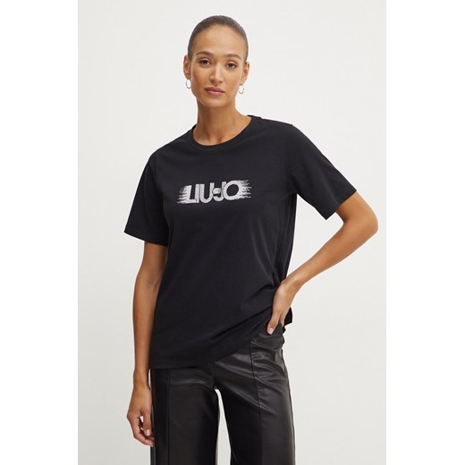 Liu Jo t-shirt damski kolor czarny TF4020 JS923 ze sklepu ANSWEAR.com w kategorii Bluzki damskie - zdjęcie 175060546