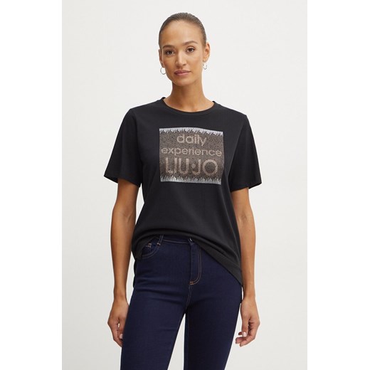 Liu Jo t-shirt damski kolor czarny TF4020 JS923 ze sklepu ANSWEAR.com w kategorii Bluzki damskie - zdjęcie 175060556