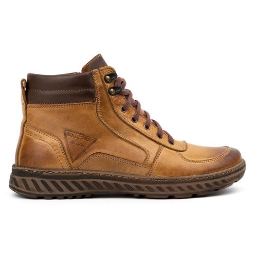 Olivier Buty zimowe męskie trzewiki skórzane 950MP rude brązowe ze sklepu ButyModne.pl w kategorii Buty zimowe męskie - zdjęcie 175064667