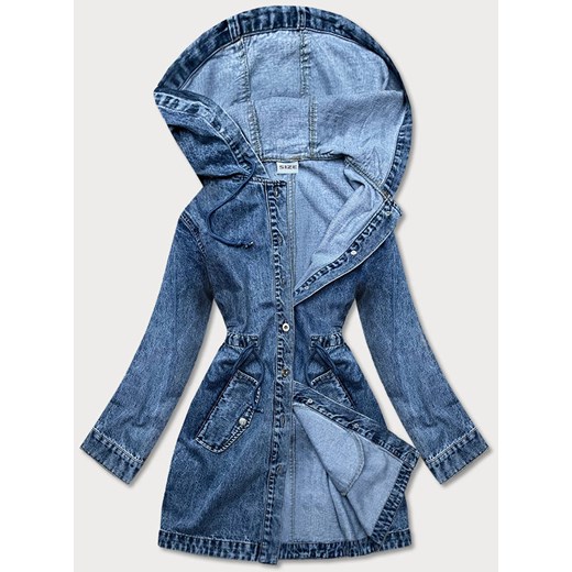 Narzutka jeansowa z kapturem niebieska (pop5953-k) Goodlookin.pl S (36) goodlookin.pl