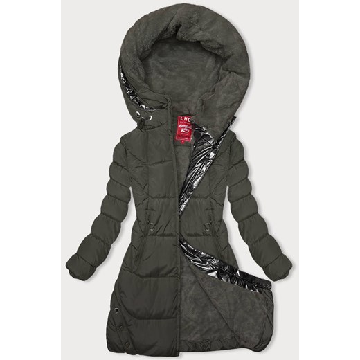 Zimowa kurtka z kapturem khaki (2M-231) ze sklepu goodlookin.pl w kategorii Kurtki damskie - zdjęcie 175067757