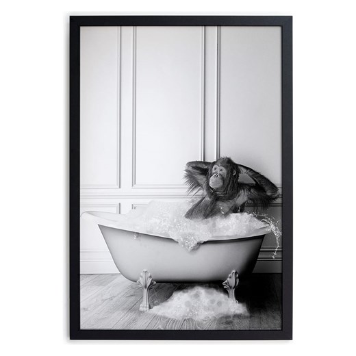 little nice things Druk artystyczny &quot;Orangutan Bath&quot; w kolorze czarno-białym w ramce - 30 x 40 cm ze sklepu Limango Polska w kategorii Obrazy - zdjęcie 175068959