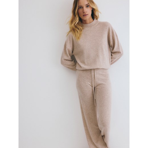 Reserved - Dzianinowe spodnie - beżowy Reserved L Reserved