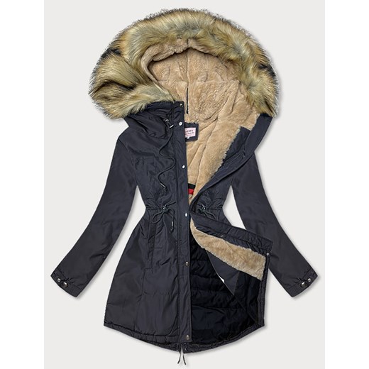 Ciepła damska parka zimowa granatowa (w165) Goodlookin.pl XXL (44) wyprzedaż goodlookin.pl
