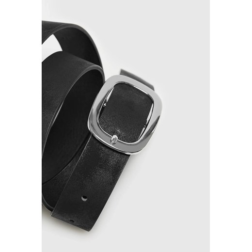 Gładki pasek z klamrą w kolorze srebrnym czarny XL Moodo.pl