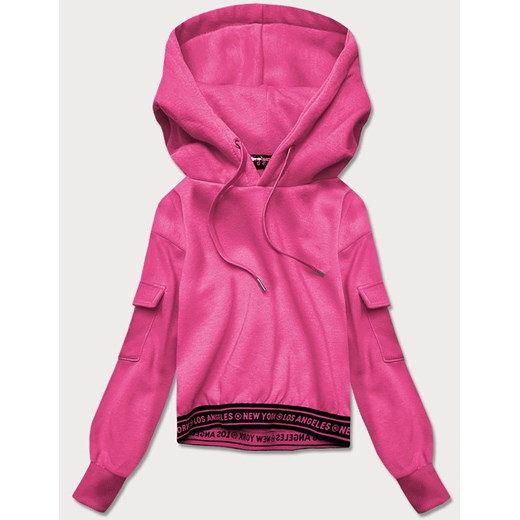 Krótka bluza dresowa damska ze ściągaczami różowa (26030) ze sklepu goodlookin.pl w kategorii Bluzy damskie - zdjęcie 175075408