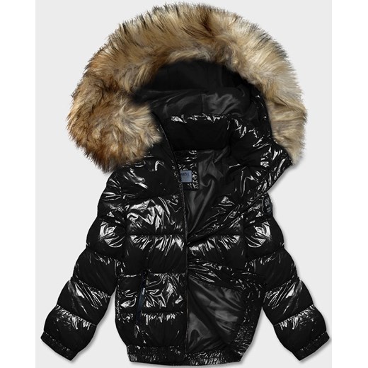 Lakierowana kurtka damska czarna (B8039-1) Goodlookin.pl XL (42) promocyjna cena goodlookin.pl