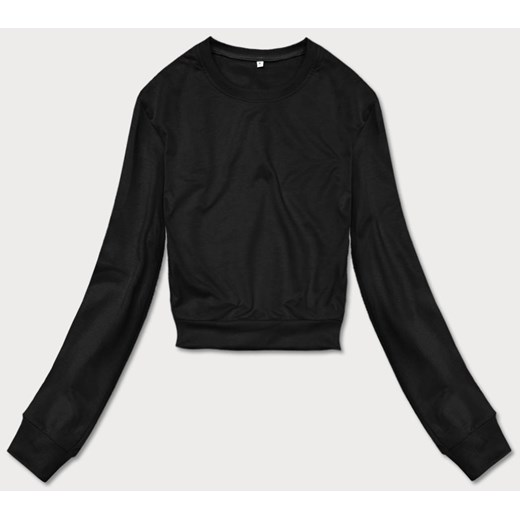 Cienka krótka bluza dresowa damska czarna (8B938-3) ze sklepu goodlookin.pl w kategorii Bluzy damskie - zdjęcie 175076027