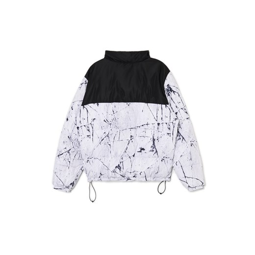 Cropp - Biała kurtka puffer z nadrukiem - biały Cropp L Cropp