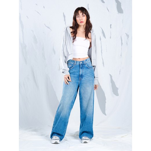 Cropp - Niebieskie jeansy super baggy - niebieski Cropp 42 Cropp
