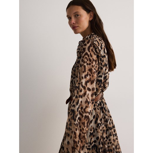 Reserved - Sukienka z paskiem - brązowy Reserved S Reserved