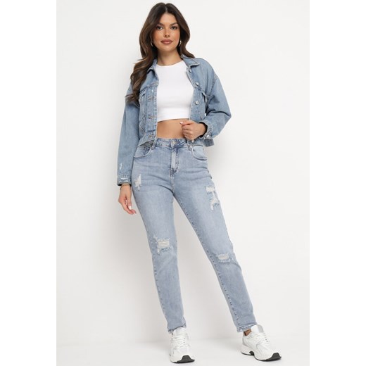 Jasnoniebieskie Jeansy Mom Fit z Wysoką Talią Ilullia ze sklepu Born2be Odzież w kategorii Jeansy damskie - zdjęcie 175077928