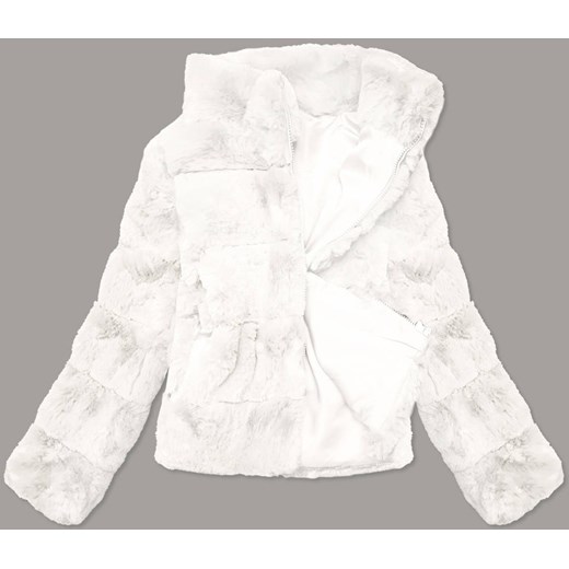 Krótka kurtka damska ze stójką futerko biała (br9749-26) Goodlookin.pl XXL (44) okazja goodlookin.pl