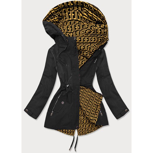 Dwustronna kurtka parka damska czarno/żółta (w703big) ze sklepu goodlookin.pl w kategorii Parki damskie - zdjęcie 175087477