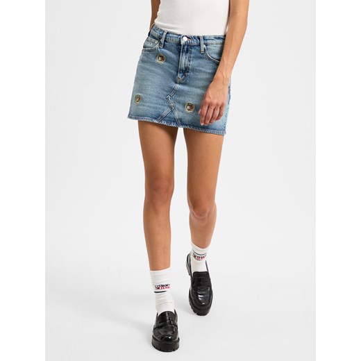 Tommy Jeans Damska spódnica mini - IZZIE Kobiety Bawełna light stone jednolity ze sklepu vangraaf w kategorii Spódnice - zdjęcie 175089497
