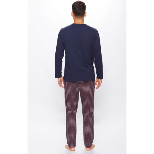 Bawełniana piżama męska z długimi rękawami i długimi nogawkami 41/5-26P/66A780, Kolor granatowy-wzór, Rozmiar M, Fabio Undercare ze sklepu Intymna w kategorii Piżamy męskie - zdjęcie 175100609