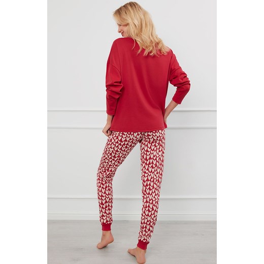 Piżama damska na długi rękaw i długie spodnie czerwona Evora, Kolor czerwono-biały, Rozmiar S, Italian Fashion ze sklepu Intymna w kategorii Piżamy damskie - zdjęcie 175100645