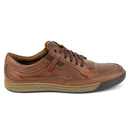 KOMODO Buty męskie skórzane Casual 932K brązowe ze sklepu ButyModne.pl w kategorii Półbuty męskie - zdjęcie 175100995