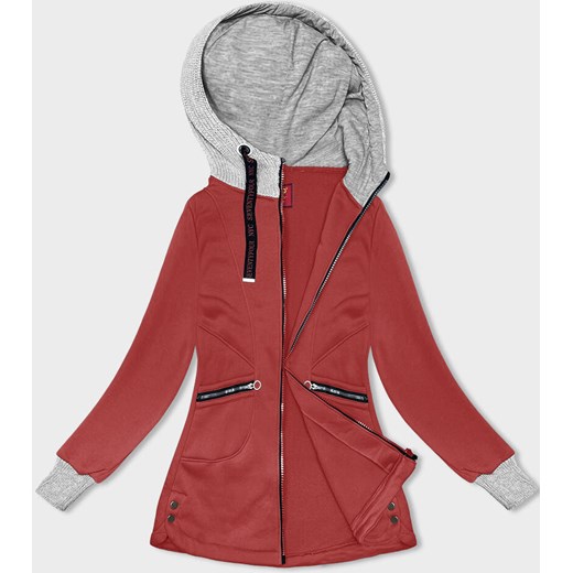 Damska bluza ze swetrowym kapturem czerwona (AMG-312A) ze sklepu goodlookin.pl w kategorii Bluzy damskie - zdjęcie 175102387