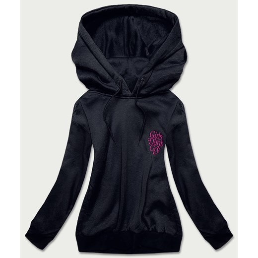 Krótka bluza dresowa damska granatowa (26013) ze sklepu goodlookin.pl w kategorii Bluzy damskie - zdjęcie 175102419