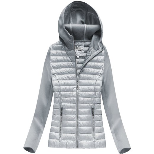 Pikowana kurtka z łączonych materiałów szara (18019) Goodlookin.pl XXL (44) wyprzedaż goodlookin.pl