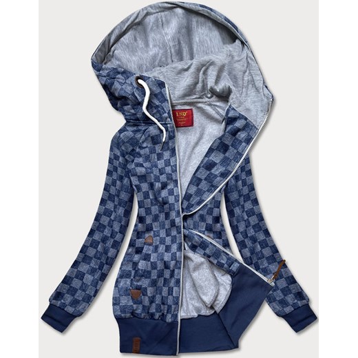 Sportowa bluza w kratkę granatowa (amg-62) ze sklepu goodlookin.pl w kategorii Bluzy damskie - zdjęcie 175102655