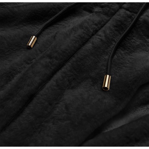 Futrzana kurtka damska z kapturem czarna (br9596-1) Goodlookin.pl XXL (44) goodlookin.pl