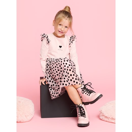 Sinsay - Sukienka z tiulem - różowy Sinsay 140 Sinsay