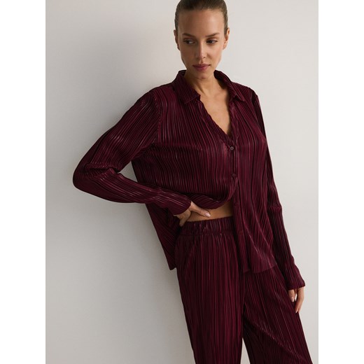 Reserved - Plisowane spodnie wide leg - kasztanowy Reserved XL Reserved