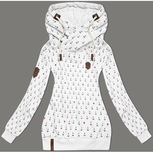 Wzorzysta bluza damska jasnoszara (2304) ze sklepu goodlookin.pl w kategorii Bluzy damskie - zdjęcie 175105098