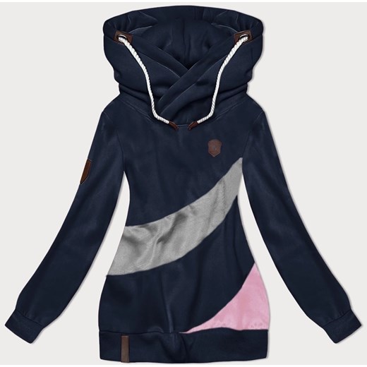Gruba damska bluza w pasy granat-szary (2302) ze sklepu goodlookin.pl w kategorii Bluzy damskie - zdjęcie 175105149