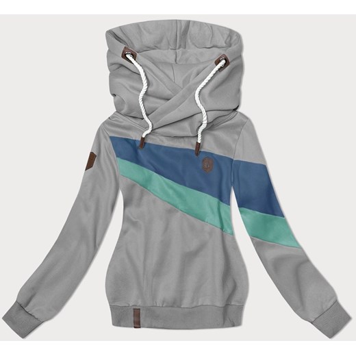 Damska bluza z kapturem szara (2301) ze sklepu goodlookin.pl w kategorii Bluzy damskie - zdjęcie 175105417