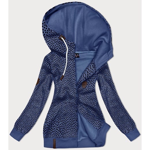 Rozpinana bluza damska w serduszka ciemna niebieska (2315) ze sklepu goodlookin.pl w kategorii Bluzy damskie - zdjęcie 175105525