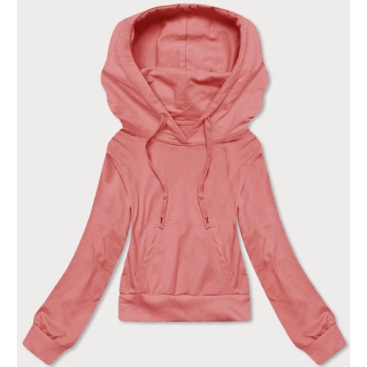 Krótka bluza dresowa z kapturem łososiowa (8B939-37) ze sklepu goodlookin.pl w kategorii Bluzy damskie - zdjęcie 175105595