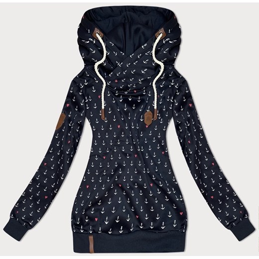 Wzorzysta bluza damska ciemny granat (2304) ze sklepu goodlookin.pl w kategorii Bluzy damskie - zdjęcie 175105956
