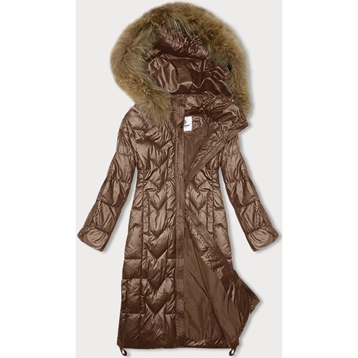Długa kurtka pikowana damska Glakate camel (LU-2203) ze sklepu goodlookin.pl w kategorii Kurtki damskie - zdjęcie 175105995