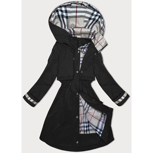 Cienka parka damska z kapturem BH Forever czarna (BH-2403) ze sklepu goodlookin.pl w kategorii Kurtki damskie - zdjęcie 175106106