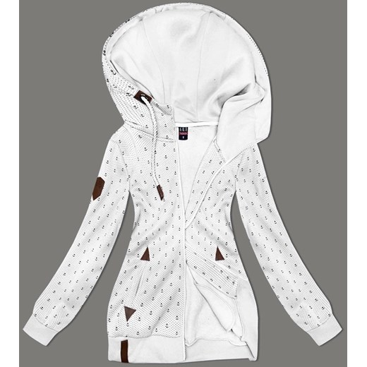 Rozpinana bluza damska ze ściągaczami biała (2306) ze sklepu goodlookin.pl w kategorii Bluzy damskie - zdjęcie 175106148